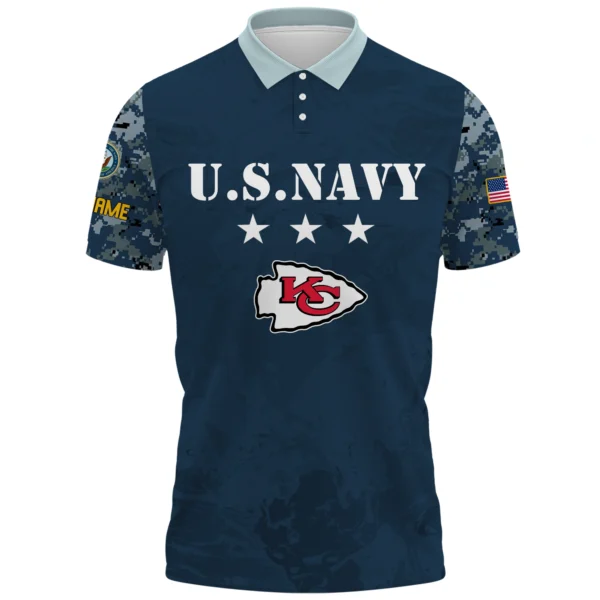 Kansas City Chiefs x US Navy 250th Anniversary 3D Polo Shirt Custom Your Name
