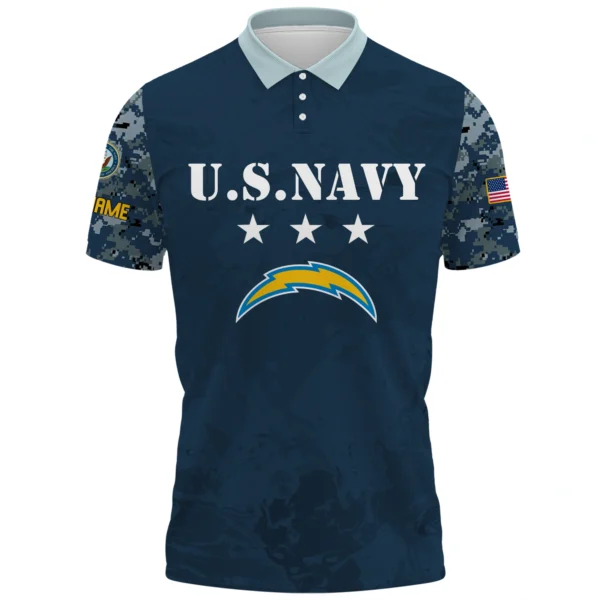 Los Angeles Chargers x US Navy 250th Anniversary 3D Polo Shirt Custom Your Name