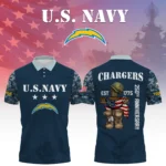 Los Angeles Chargers x US Navy 250th Anniversary 3D Polo Shirt Custom Your Name