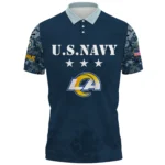 Los Angeles Rams x US Navy 250th Anniversary 3D Polo Shirt Custom Your Name