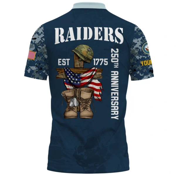 Las Vegas Raiders x US Navy 250th Anniversary 3D Polo Shirt Custom Your Name