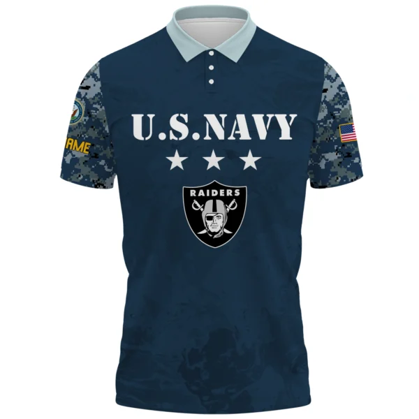 Las Vegas Raiders x US Navy 250th Anniversary 3D Polo Shirt Custom Your Name