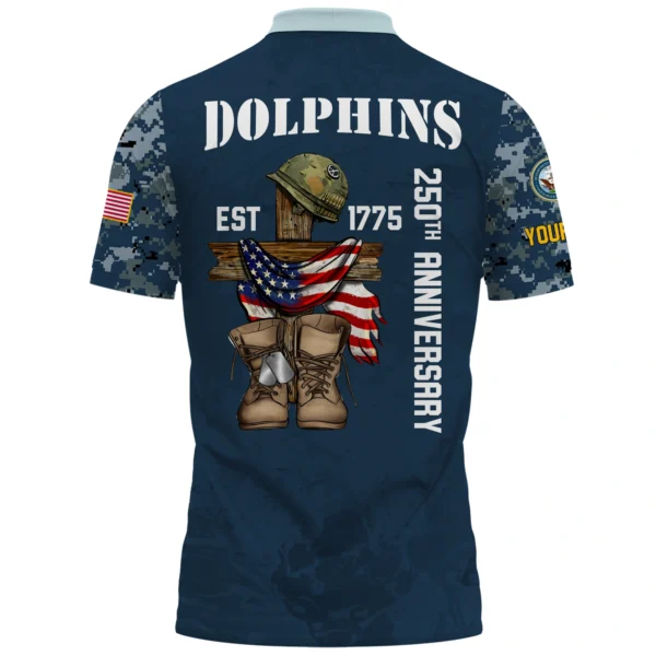 Miami Dolphins x US Navy 250th Anniversary 3D Polo Shirt Custom Your Name