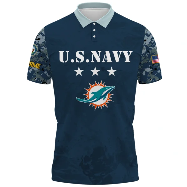 Miami Dolphins x US Navy 250th Anniversary 3D Polo Shirt Custom Your Name