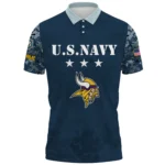 Minnesota Vikings x US Navy 250th Anniversary 3D Polo Shirt Custom Your Name