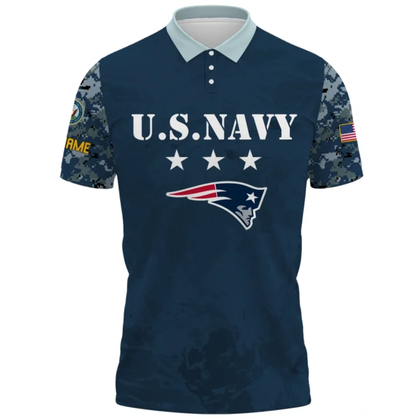 New England Patriots x US Navy 250th Anniversary 3D Polo Shirt Custom Your Name
