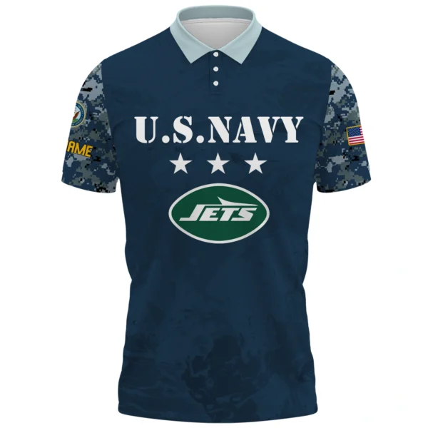 New York Jets x US Navy 250th Anniversary 3D Polo Shirt Custom Your Name