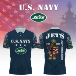New York Jets x US Navy 250th Anniversary 3D Polo Shirt Custom Your Name