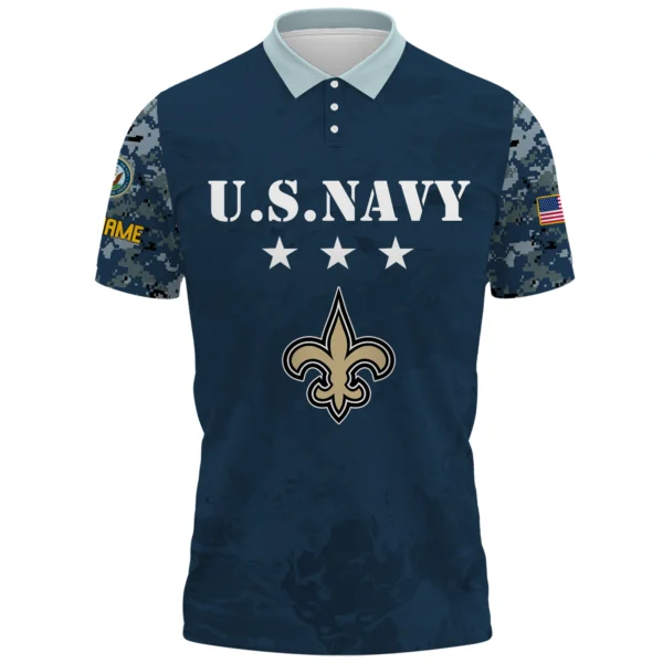 New Orleans Saints x US Navy 250th Anniversary 3D Polo Shirt Custom Your Name