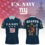New York Giants x US Navy 250th Anniversary 3D Polo Shirt Custom Your Name