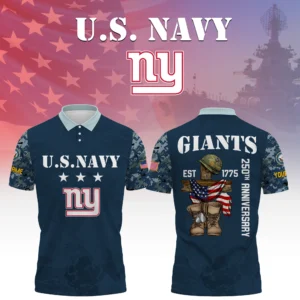 New York Giants x US Navy 250th Anniversary 3D Polo Shirt Custom Your Name