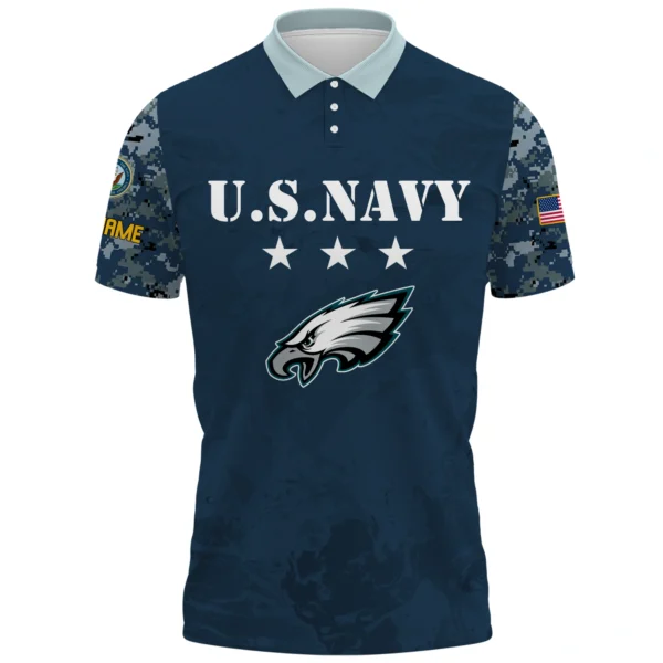 Philadelphia Eagles x US Navy 250th Anniversary 3D Polo Shirt Custom Your Name