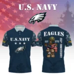 Philadelphia Eagles x US Navy 250th Anniversary 3D Polo Shirt Custom Your Name