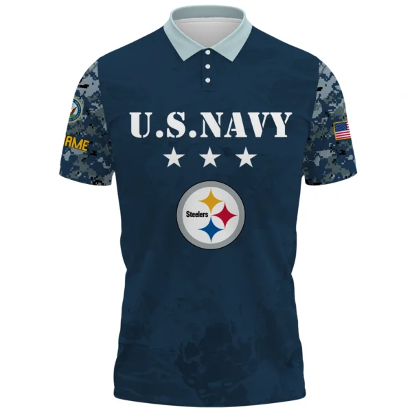 Pittsburgh Steelers x US Navy 250th Anniversary 3D Polo Shirt Custom Your Name