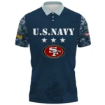 San Francisco 49ers x US Navy 250th Anniversary 3D Polo Shirt Custom Your Name