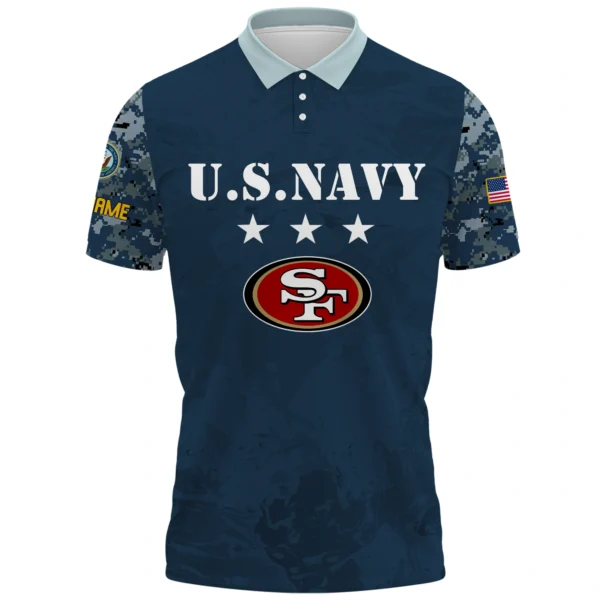 San Francisco 49ers x US Navy 250th Anniversary 3D Polo Shirt Custom Your Name