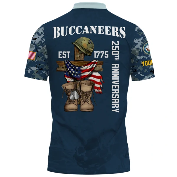 Tampa Bay Buccaneers x US Navy 250th Anniversary 3D Polo Shirt Custom Your Name