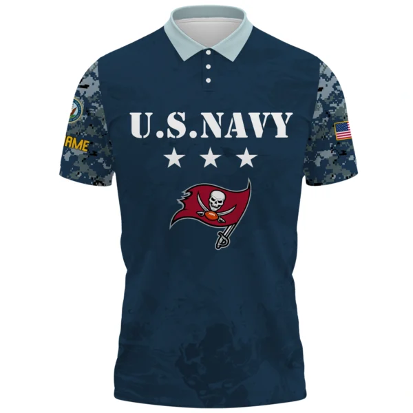 Tampa Bay Buccaneers x US Navy 250th Anniversary 3D Polo Shirt Custom Your Name