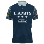 Seattle Seahawks x US Navy 250th Anniversary 3D Polo Shirt Custom Your Name
