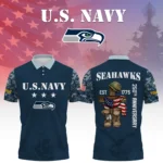 Seattle Seahawks x US Navy 250th Anniversary 3D Polo Shirt Custom Your Name