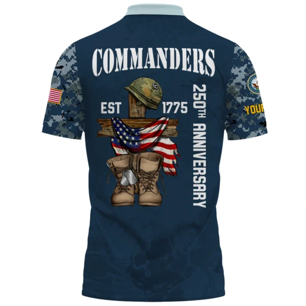 Washington Commanders x US Navy 250th Anniversary 3D Polo Shirt Custom Your Name