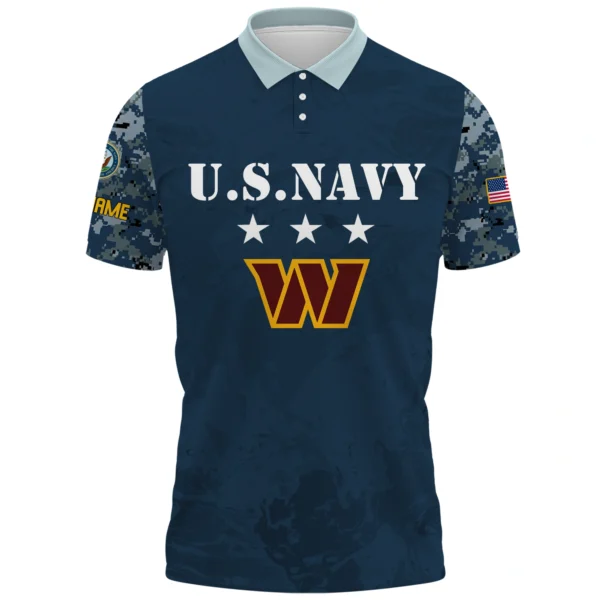 Washington Commanders x US Navy 250th Anniversary 3D Polo Shirt Custom Your Name