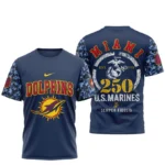 Miami Dolphins x US Marines 250th Birthday Semper Fidelis 3D T-Shirt