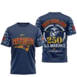New England Patriots x US Marines 250th Birthday Semper Fidelis 3D T-Shirt