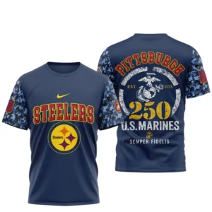 Pittsburgh Steelers x US Marines 250th Birthday Semper Fidelis 3D T-Shirt