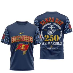 Tampa Bay Buccaneers x US Marines 250th Birthday Semper Fidelis 3D T-Shirt