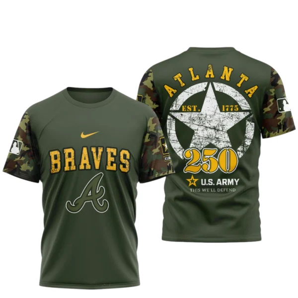Atlanta Braves x U.S. Army 250th Birthday 3D T-Shirt