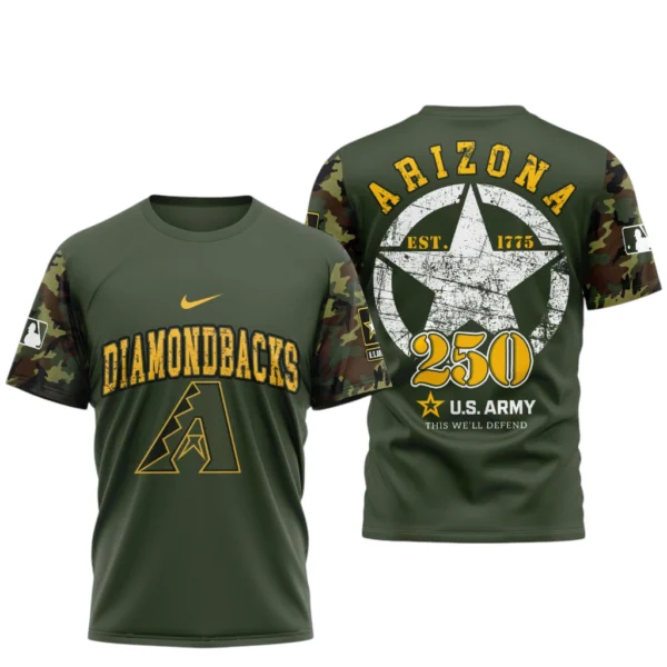 Arizona Diamondbacks x U.S. Army 250th Birthday 3D T-Shirt
