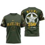 Miami Marlins x U.S. Army 250th Birthday 3D T-Shirt