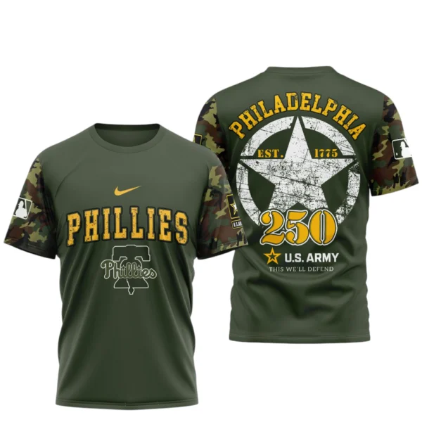 Philadelphia Phillies x U.S. Army 250th Birthday 3D T-Shirt