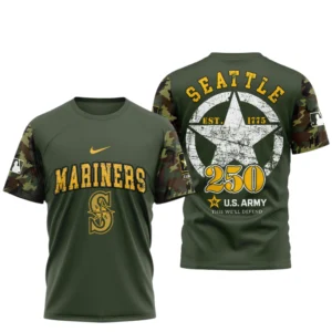 Seattle Mariners x U.S. Army 250th Birthday 3D T-Shirt
