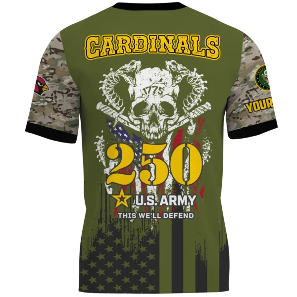 Arizona Cardinals x U.S. Army 250th Celebration Night Game 3D T-Shirt Limited 2026 Custom Your Name