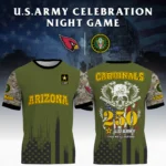 Arizona Cardinals x U.S. Army 250th Celebration Night Game 3D T-Shirt Limited 2026 Custom Your Name