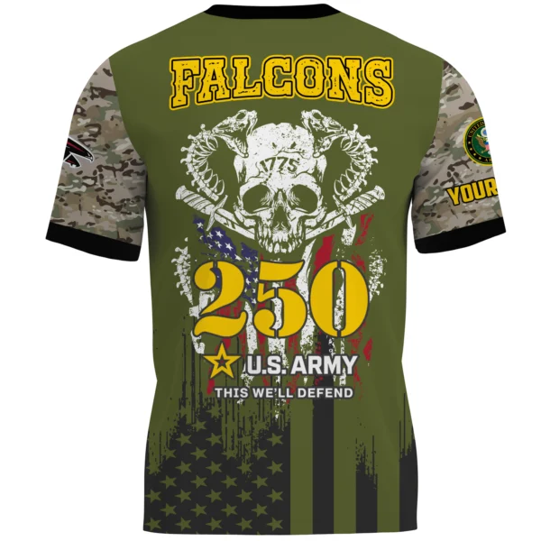 Atlanta Falcons x U.S. Army 250th Celebration Night Game 3D T-Shirt Limited 2026 Custom Your Name