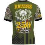 Baltimore Ravens x U.S. Army 250th Celebration Night Game 3D T-Shirt Limited 2026 Custom Your Name