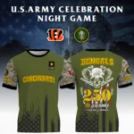 Cincinnati Bengals x U.S. Army 250th Celebration Night Game 3D T-Shirt Limited 2026 Custom Your Name