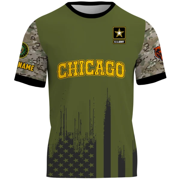 Chicago Bears x U.S. Army 250th Celebration Night Game 3D T-Shirt Limited 2026 Custom Your Name