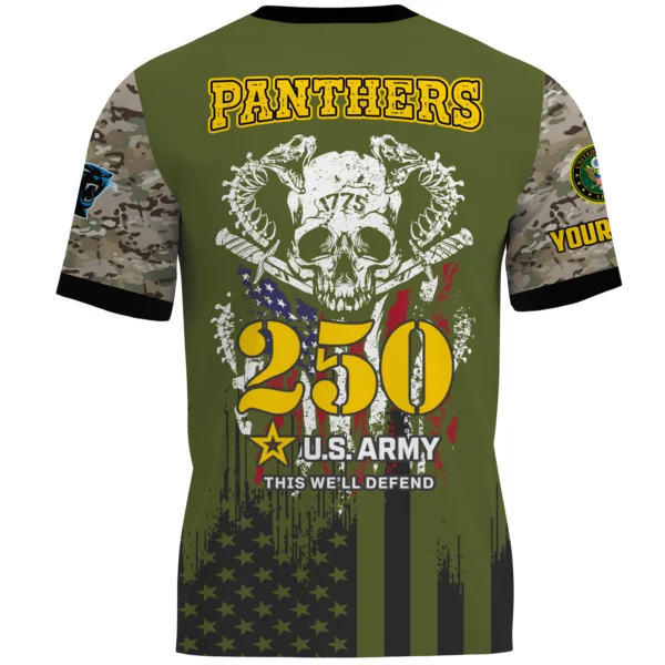 Carolina Panthers x U.S. Army 250th Celebration Night Game 3D T-Shirt Limited 2026 Custom Your Name