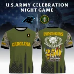 Carolina Panthers x U.S. Army 250th Celebration Night Game 3D T-Shirt Limited 2026 Custom Your Name