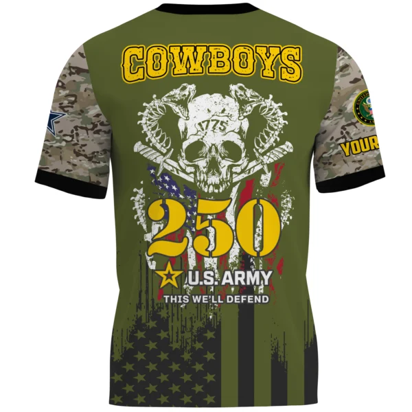 Dallas Cowboys x U.S. Army 250th Celebration Night Game 3D T-Shirt Limited 2026 Custom Your Name
