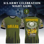 Dallas Cowboys x U.S. Army 250th Celebration Night Game 3D T-Shirt Limited 2026 Custom Your Name