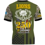 Detroit Lions x U.S. Army 250th Celebration Night Game 3D T-Shirt Limited 2026 Custom Your Name