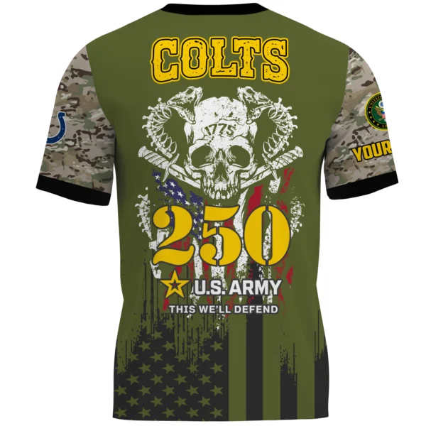 Indianapolis Colts x U.S. Army 250th Celebration Night Game 3D T-Shirt Limited 2026 Custom Your Name