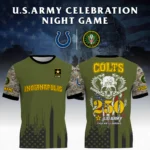 Indianapolis Colts x U.S. Army 250th Celebration Night Game 3D T-Shirt Limited 2026 Custom Your Name