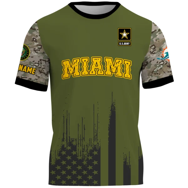 Miami Dolphins x U.S. Army 250th Celebration Night Game 3D T-Shirt Limited 2026 Custom Your Name