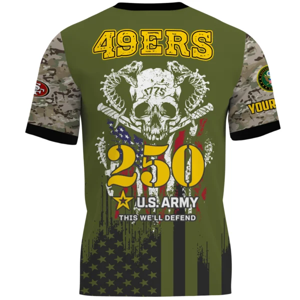 San Francisco 49ers x U.S. Army 250th Celebration Night Game 3D T-Shirt Limited 2026 Custom Your Name